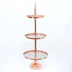 Everything Party Party Hire - Deluxe Metallic Rose Gold Cup Cake Stand 3 Tier