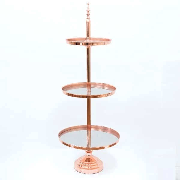 Everything Party Party Hire - Deluxe Metallic Rose Gold Cup Cake Stand 3 Tier