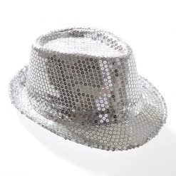 Everything Party Sequin Fedora Hat - Silver