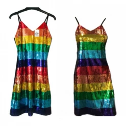 JD Party Costume Rainbow Sequin Dress