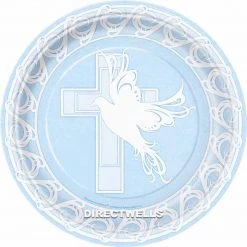 Everything Party 8pk Dove Cross Blue Paper Plates