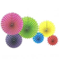 Everything Party 6pcs Decorative Paper Fan - Rainbow