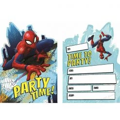 Artwrap 8pk Licensed Spiderman Party Invitation