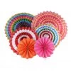 Everything Party 6pcs Decorative Paper Fan - Mixed Colour