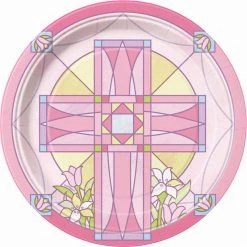 Everything Party By Theme 8pk Sacred Cross Pink Paper Plates