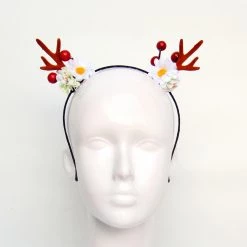 Everything Party By Event Christmas Headband - Brown Reindeer Antlers With Flower And Berry