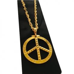 JD Party Metal Peace Sign Hippie Necklace - Gold