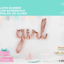 Everything Party Balloons 24" Rose Gold Script 'girl' Air-Filled Foil Balloon Banner