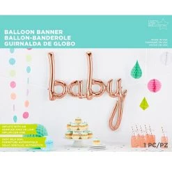 Everything Party 34" Script 'baby' Air-Filled Foil Balloon Banner - Rose Gold