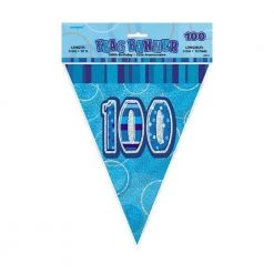 Unique 100th Birthday Flag Banner (Blue, Pink, Black)