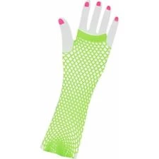 Everything Party Fishnet Fingerless Long Gloves - Lime Green