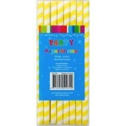 Everything Party All Birthday 8pk Jumbo Paper Straws - Yellow Stripe