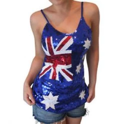 JD Party Costume Australia Flag Sequin Singlet