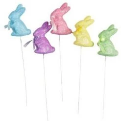 Austwide By Event 5pk Glitter Easter Bunny On Sticks