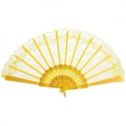 Everything Party Party Lace Fan - Yellow By Event