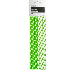 Everything Party 20pk Dots Paper Straws - Lime Green All Birthday