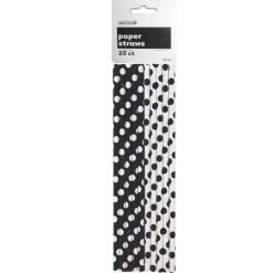 Everything Party 20pk Dots Paper Straws - Black