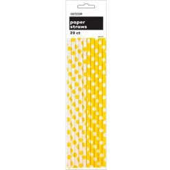 Everything Party All Birthday 20pk Dots Paper Straws - Yellow