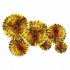 Everything Party 6pcs Decorative Paper Fan - Metallic Gold All Birthday