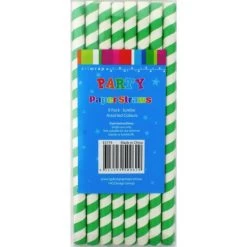 Everything Party 8pk Jumbo Paper Straws - Green Stripe All Birthday