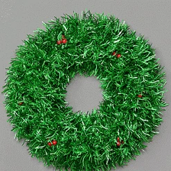 Everything Party Green Tinsel Wreath With Berries