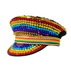 Everything Party Deluxe Rainbow Festival Hat With Sequins Studs And Rhinestone