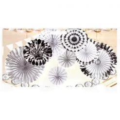 Everything Party All Birthday 8pcs Decorative Paper Fan - Mixed Silver