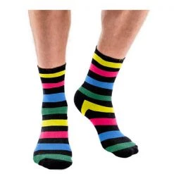 Everything Party School Book Week Costume Crew Socks - Rainbow & Black Stripe