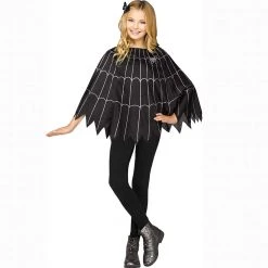 Everything Party Spiderweb Poncho - Silver Costume