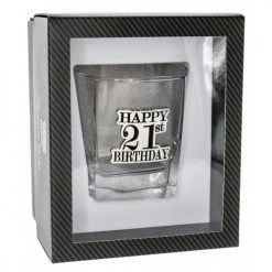 TSK 21st Birthday Badge Premium Scotch Glass All Birthday