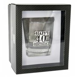 TSK 40th Birthday Badge Premium Scotch Glass All Birthday
