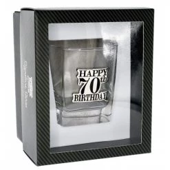 TSK 70th Birthday Badge Premium Scotch Glass All Birthday