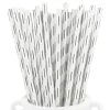 Everything Party 20pk Paper Straws - Metallic Sliver Stripe