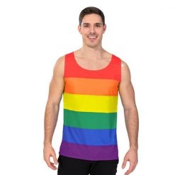 JD Party By Event Adult Mens Rainbow Stripe Tank Top