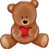 Qualatex 35" Teddy Bear With Heart Foil Shape Balloon Balloons