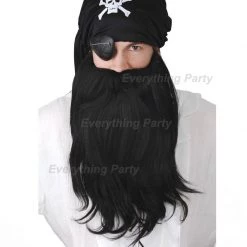 Everything Party School Book Week Costume Dr. Tom Deluxe Pirate Beard & Mo Set - Black