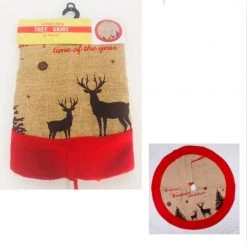 Lylac 100cm Deluxe Jute Christmas Tree Skirt With Red Edge