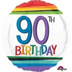 Qualatex 18" Anagram Happy 90th Birthday Rainbow Foil Balloon