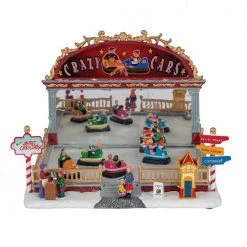 Wish By Event Animated Christmas Village Musical Bumper Cars Scene With LED Lights