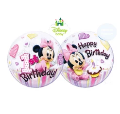 22" Qualatex Licensed Minnie Mouse 1st Birthday Bubbles Balloon Balloons