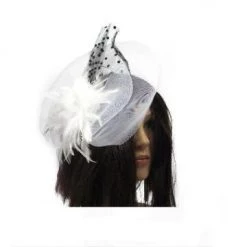 Everything Party Deluxe Fascinator With Feather And Veil - White By Event