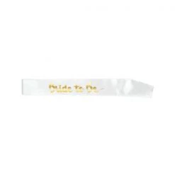 JD Party Bride To Be Sash - White & Gold By Theme