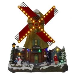 Everything Party Christmas Village Scene Winter Windmill Musical Light Up