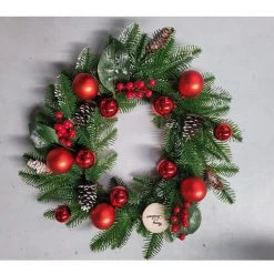Everything Party By Event Deluxe Christmas Pine Wreath With Pine Cones And Berries 50cm