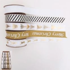 Everything Party Assorted Deluxe Gold & White Christmas Mix Ribbon - 2m By Event