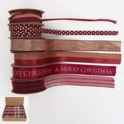 Everything Party Assorted Christmas Plum Red Mix Ribbon - 3m By Event
