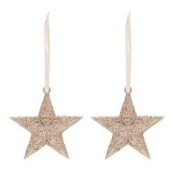 Oceana 2pk Champagne Star Tree Ornament Christmas Decoration
